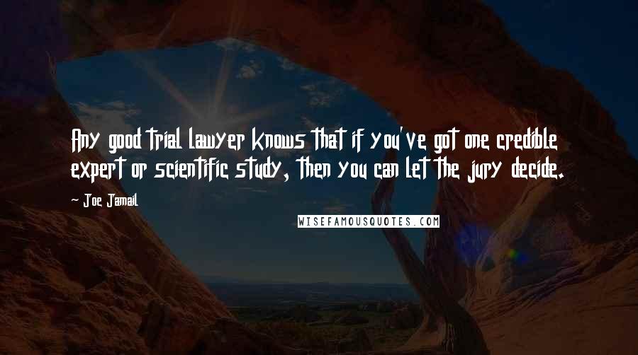 Joe Jamail Quotes: Any good trial lawyer knows that if you've got one credible expert or scientific study, then you can let the jury decide.