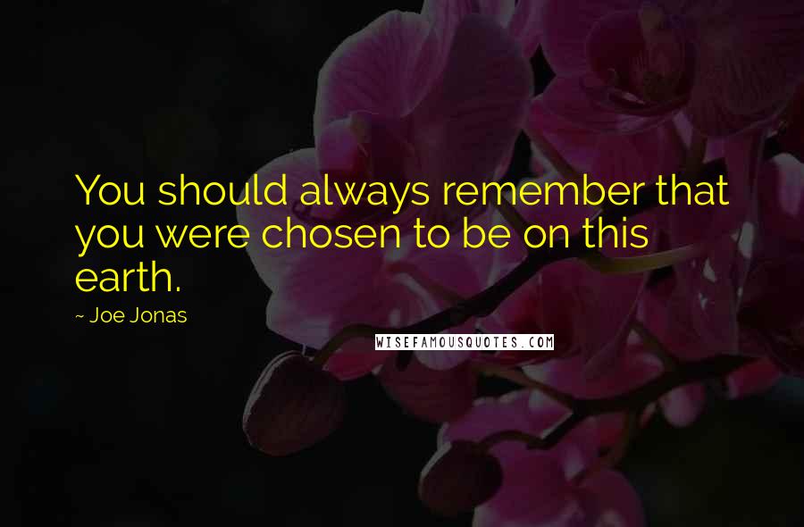Joe Jonas Quotes: You should always remember that you were chosen to be on this earth.