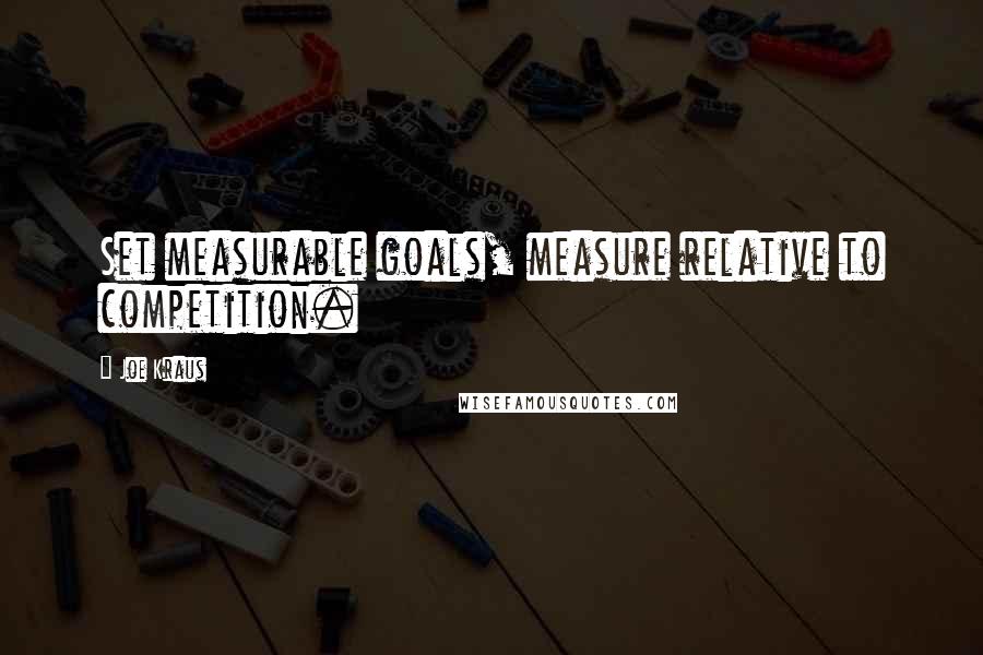 Joe Kraus Quotes: Set measurable goals, measure relative to competition.