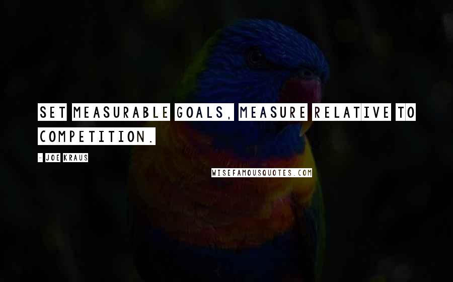 Joe Kraus Quotes: Set measurable goals, measure relative to competition.