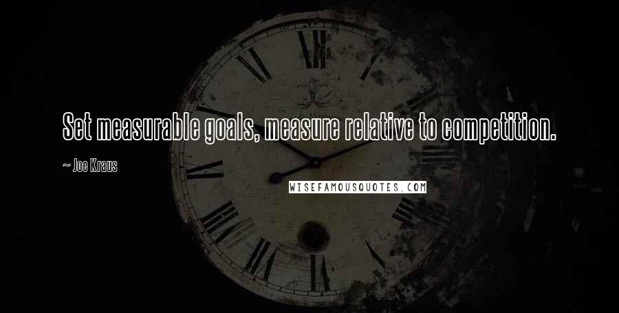 Joe Kraus Quotes: Set measurable goals, measure relative to competition.