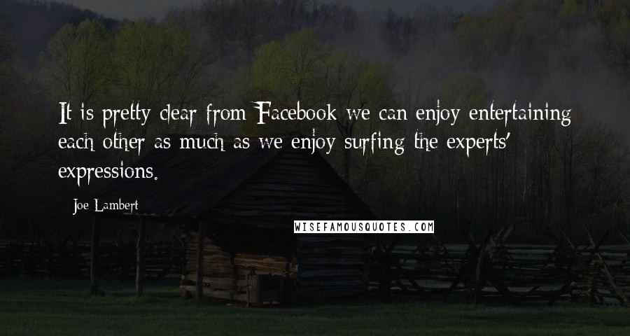 Joe Lambert Quotes: It is pretty clear from Facebook we can enjoy entertaining each other as much as we enjoy surfing the experts' expressions.