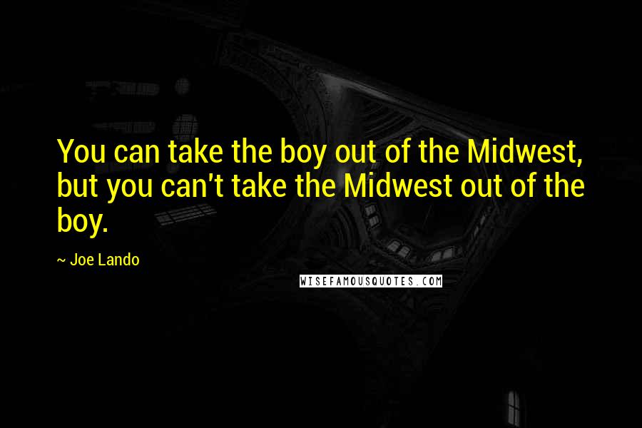 Joe Lando Quotes: You can take the boy out of the Midwest, but you can't take the Midwest out of the boy.