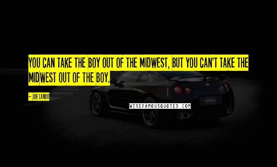 Joe Lando Quotes: You can take the boy out of the Midwest, but you can't take the Midwest out of the boy.