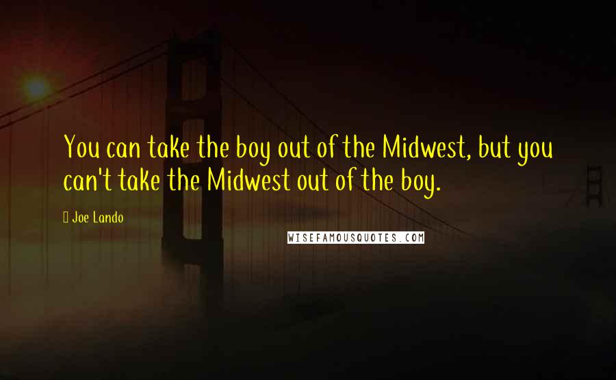 Joe Lando Quotes: You can take the boy out of the Midwest, but you can't take the Midwest out of the boy.