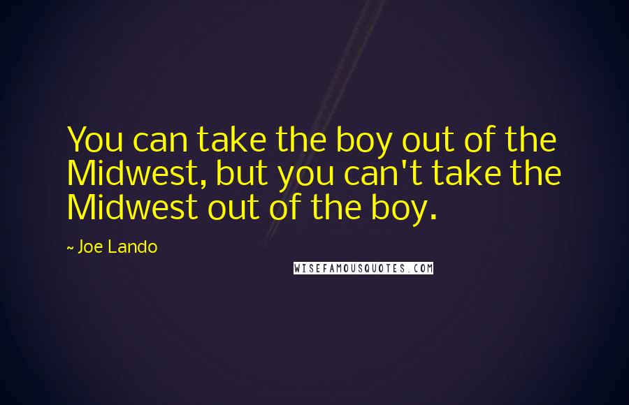 Joe Lando Quotes: You can take the boy out of the Midwest, but you can't take the Midwest out of the boy.