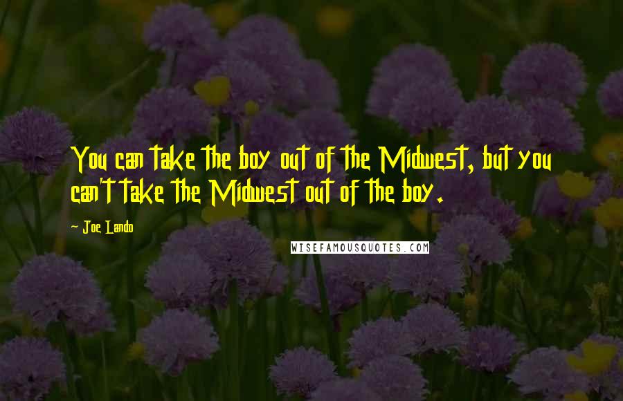 Joe Lando Quotes: You can take the boy out of the Midwest, but you can't take the Midwest out of the boy.