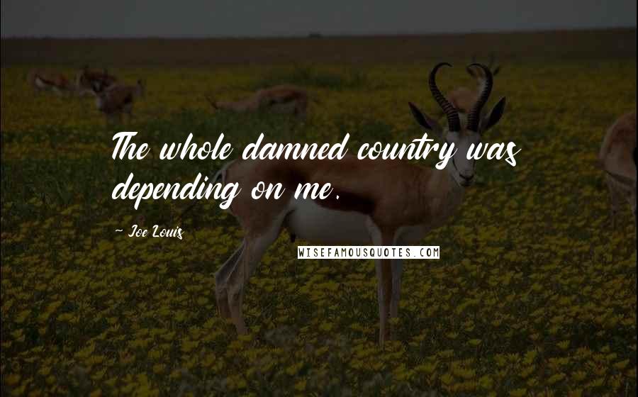 Joe Louis Quotes: The whole damned country was depending on me.