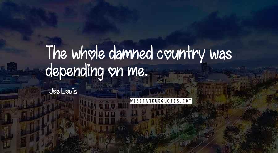 Joe Louis Quotes: The whole damned country was depending on me.