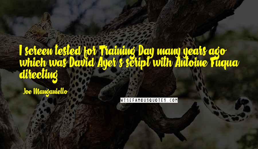 Joe Manganiello Quotes: I screen tested for Training Day many years ago, which was David Ayer's script with Antoine Fuqua directing.