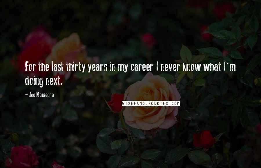 Joe Mantegna Quotes: For the last thirty years in my career I never know what I'm doing next.