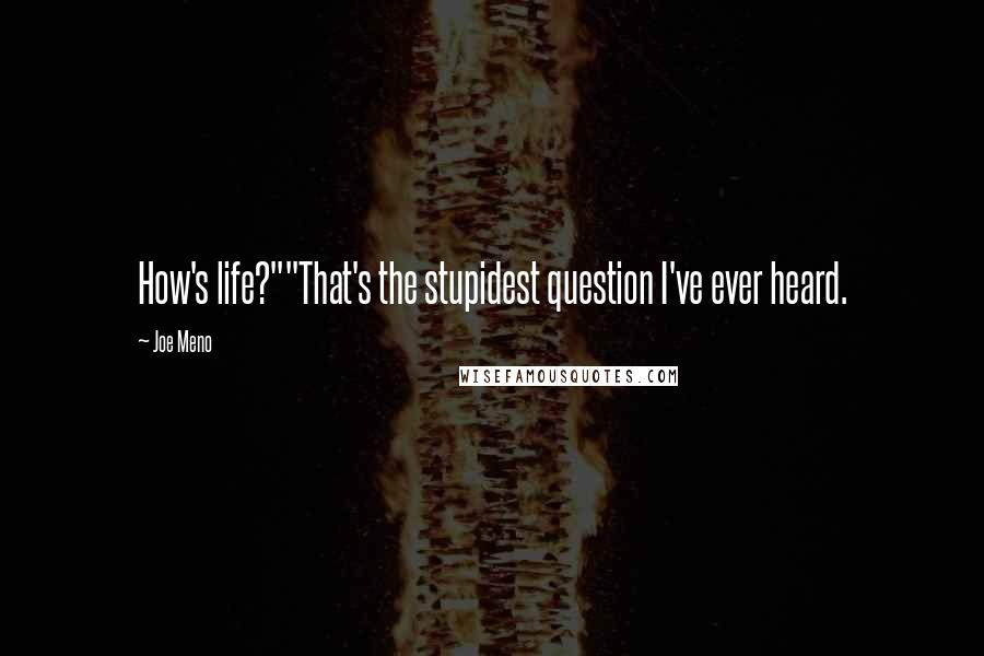 Joe Meno Quotes: How's life?""That's the stupidest question I've ever heard.