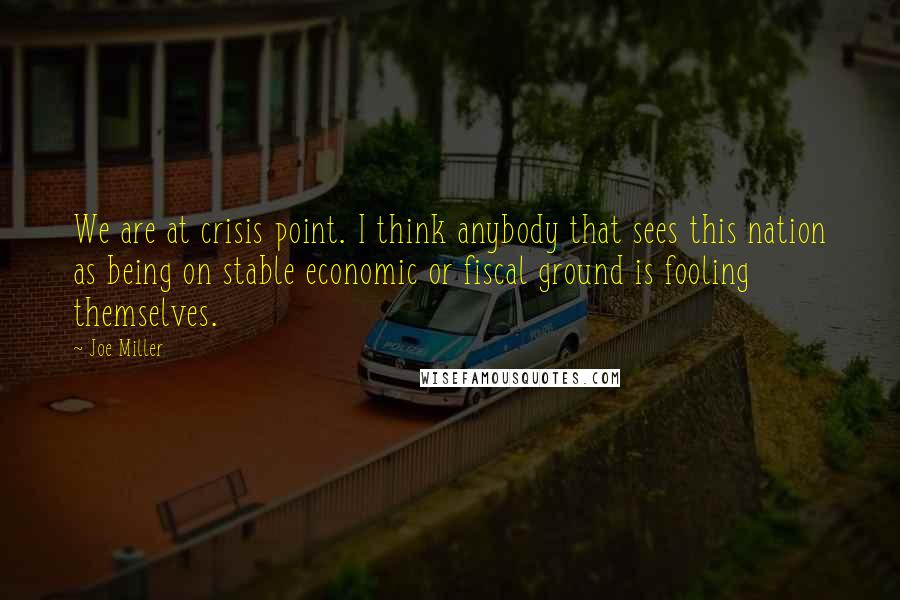 Joe Miller Quotes: We are at crisis point. I think anybody that sees this nation as being on stable economic or fiscal ground is fooling themselves.