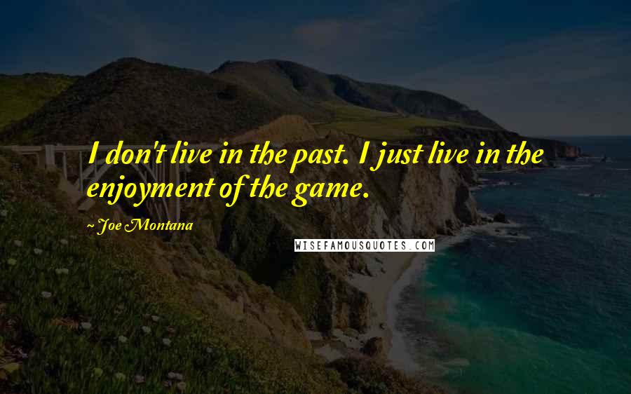 Joe Montana Quotes: I don't live in the past. I just live in the enjoyment of the game.