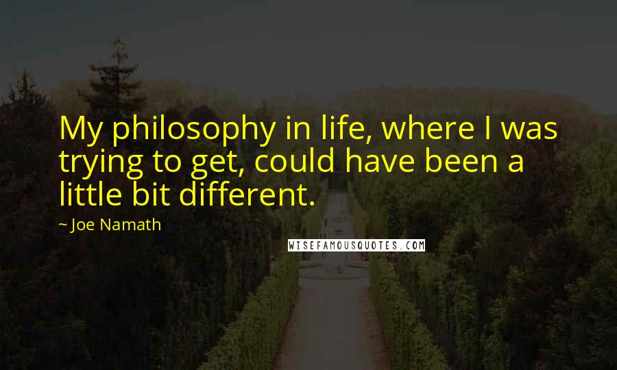 Joe Namath Quotes: My philosophy in life, where I was trying to get, could have been a little bit different.