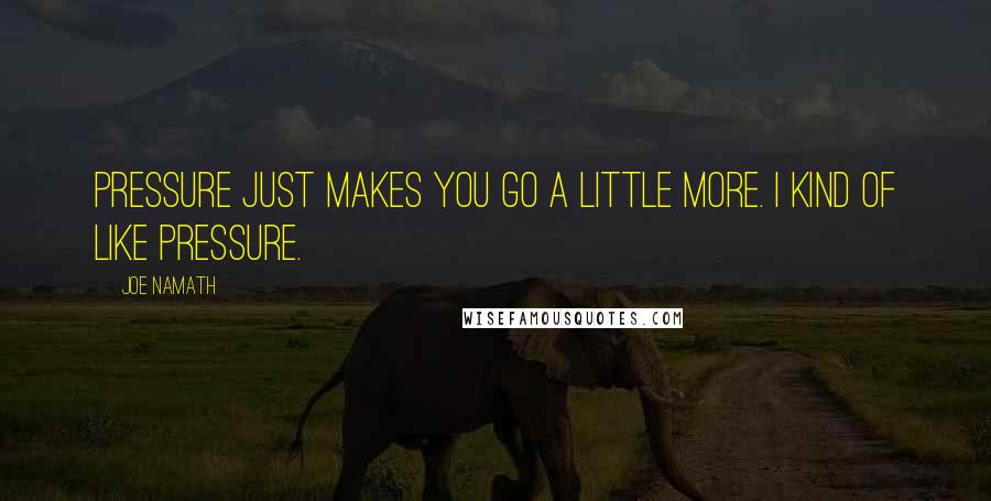 Joe Namath Quotes: Pressure just makes you go a little more. I kind of like pressure.