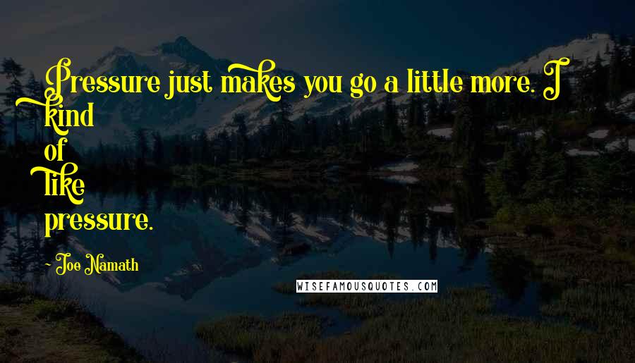 Joe Namath Quotes: Pressure just makes you go a little more. I kind of like pressure.