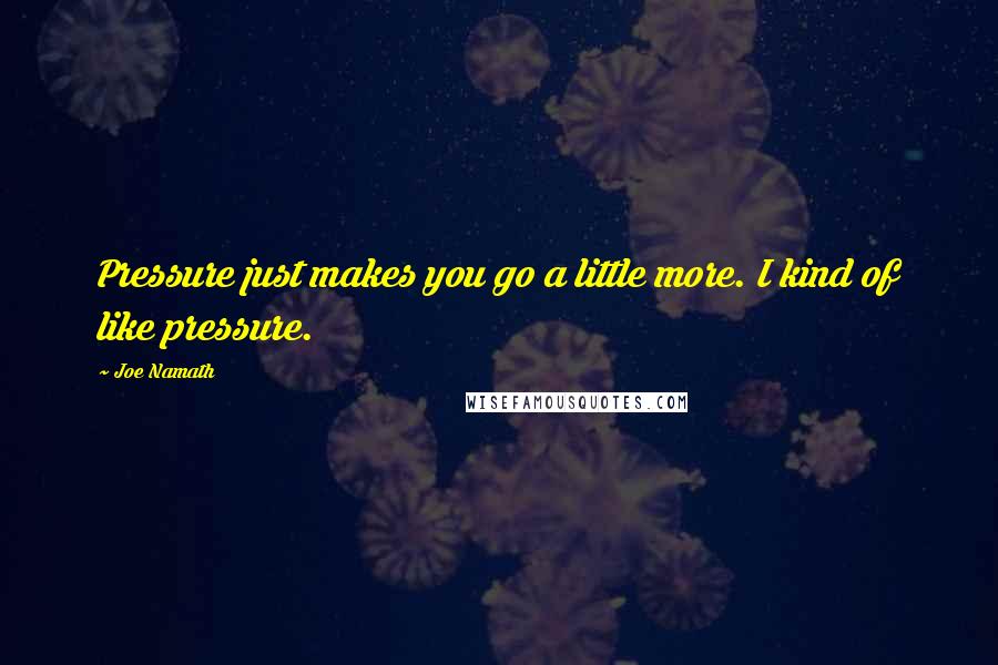 Joe Namath Quotes: Pressure just makes you go a little more. I kind of like pressure.