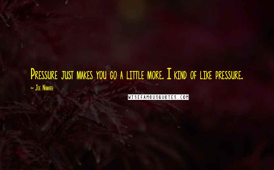 Joe Namath Quotes: Pressure just makes you go a little more. I kind of like pressure.