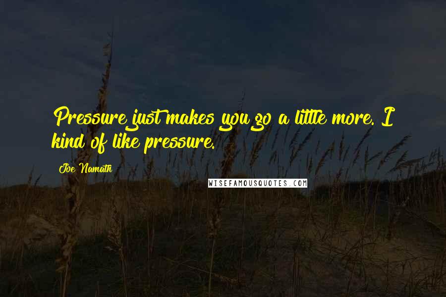 Joe Namath Quotes: Pressure just makes you go a little more. I kind of like pressure.