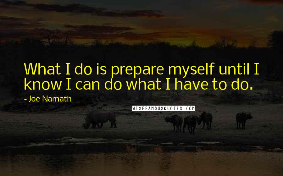 Joe Namath Quotes: What I do is prepare myself until I know I can do what I have to do.