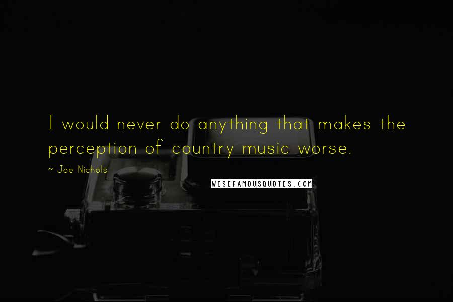 Joe Nichols Quotes: I would never do anything that makes the perception of country music worse.