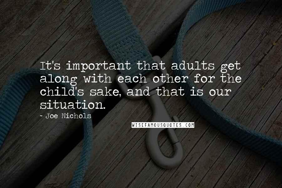 Joe Nichols Quotes: It's important that adults get along with each other for the child's sake, and that is our situation.