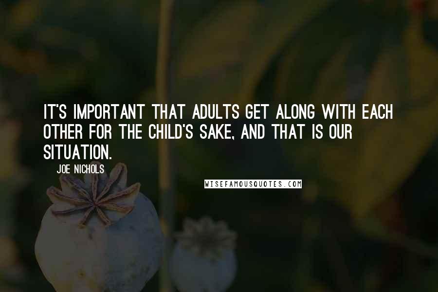 Joe Nichols Quotes: It's important that adults get along with each other for the child's sake, and that is our situation.