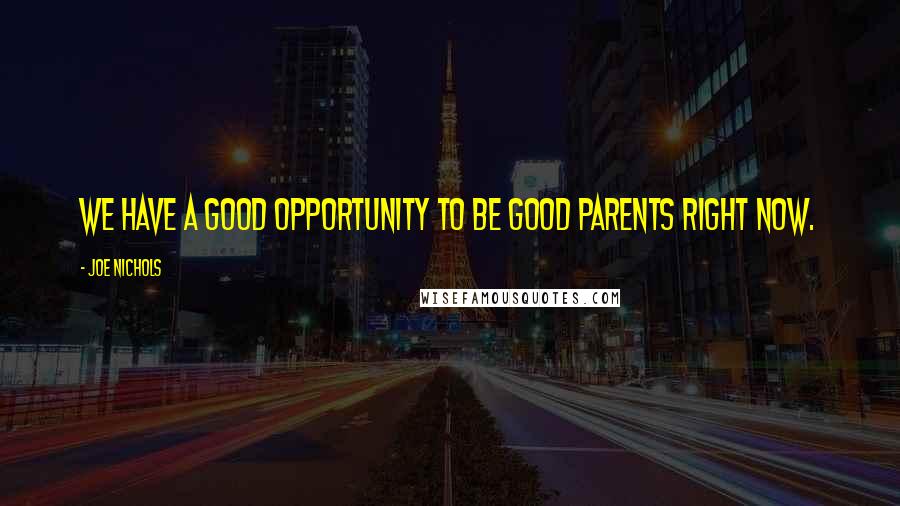 Joe Nichols Quotes: We have a good opportunity to be good parents right now.