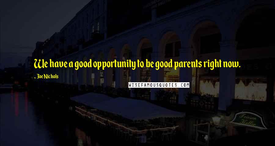 Joe Nichols Quotes: We have a good opportunity to be good parents right now.