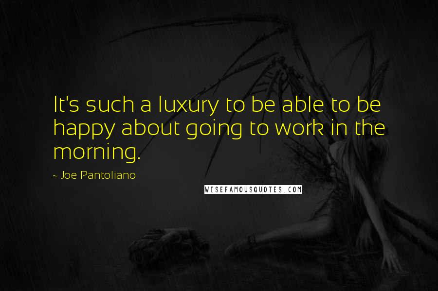 Joe Pantoliano Quotes: It's such a luxury to be able to be happy about going to work in the morning.