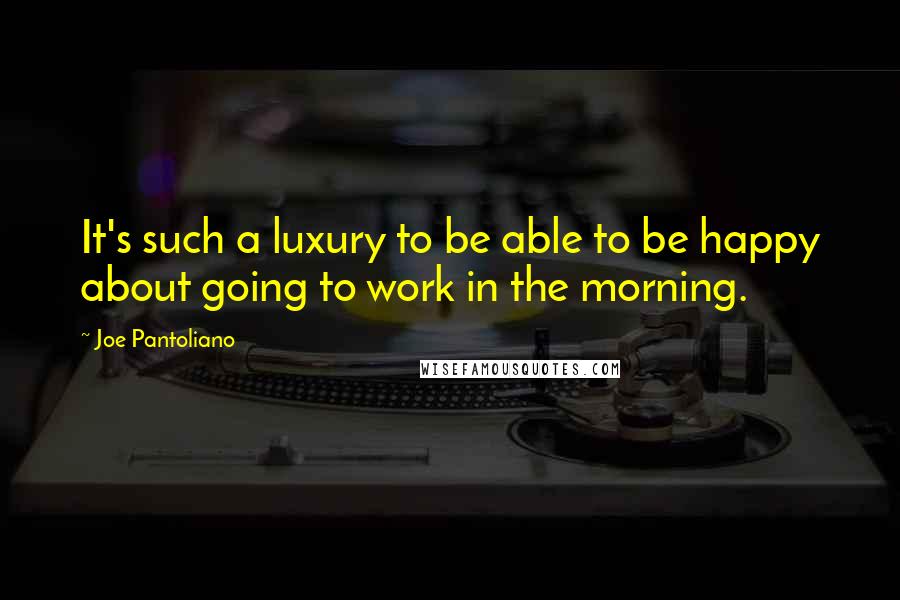 Joe Pantoliano Quotes: It's such a luxury to be able to be happy about going to work in the morning.