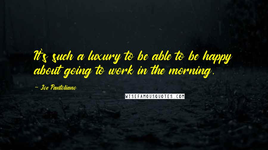 Joe Pantoliano Quotes: It's such a luxury to be able to be happy about going to work in the morning.