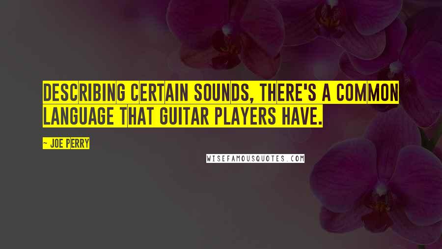 Joe Perry Quotes: Describing certain sounds, there's a common language that guitar players have.