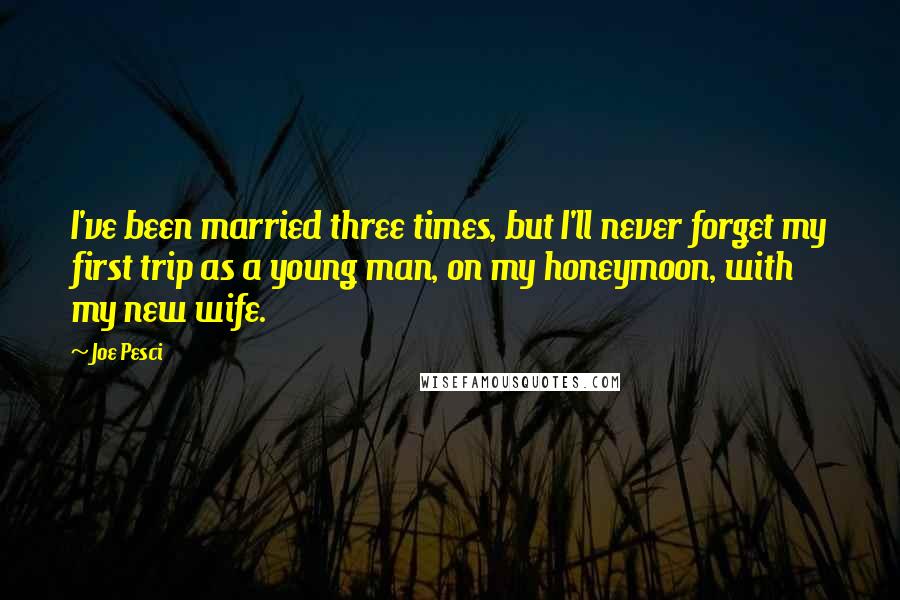 Joe Pesci Quotes: I've been married three times, but I'll never forget my first trip as a young man, on my honeymoon, with my new wife.