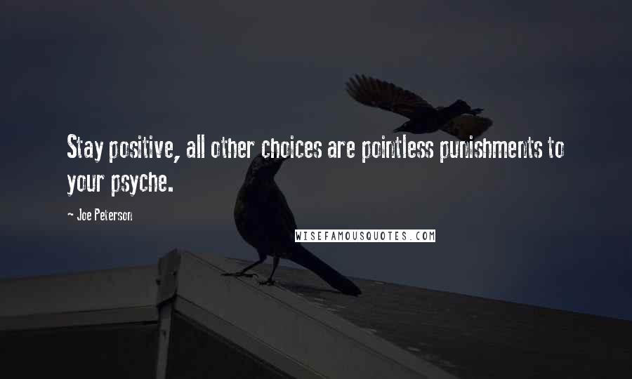 Joe Peterson Quotes: Stay positive, all other choices are pointless punishments to your psyche.