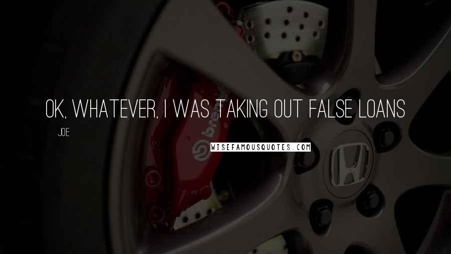 Joe Quotes: OK, whatever, I was taking out false loans