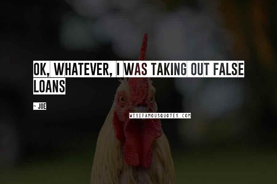 Joe Quotes: OK, whatever, I was taking out false loans