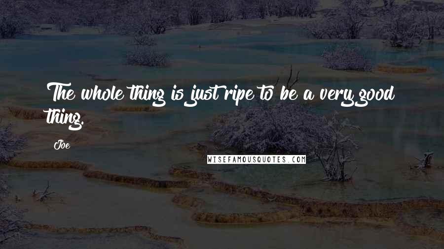 Joe Quotes: The whole thing is just ripe to be a very good thing.