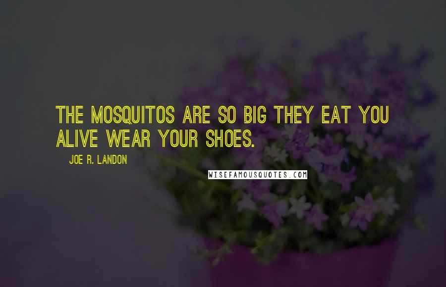 Joe R. Landon Quotes: The mosquitos are so big they eat you alive wear your shoes.