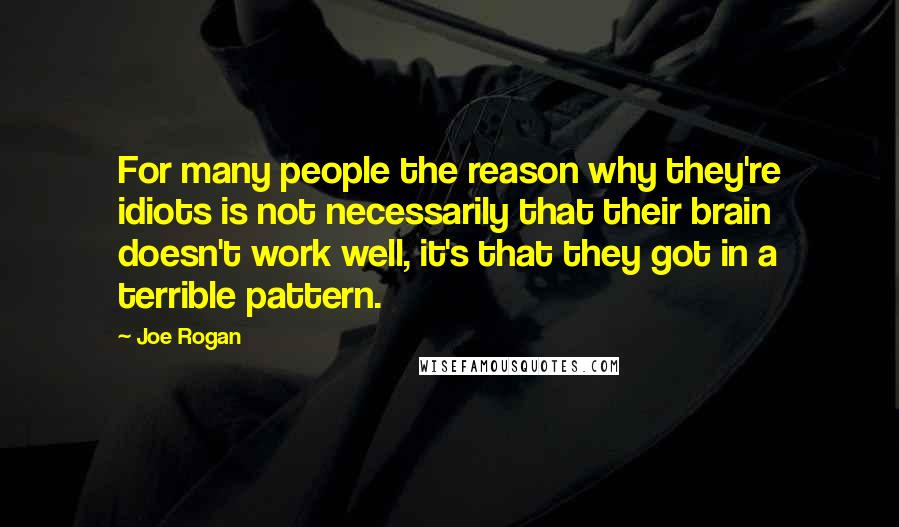 Joe Rogan Quotes: For many people the reason why they're idiots is not necessarily that their brain doesn't work well, it's that they got in a terrible pattern.