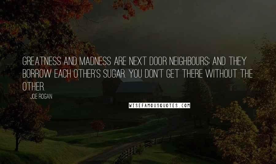 Joe Rogan Quotes: Greatness and madness are next door neighbours; and they borrow each other's sugar. You don't get there without the other.