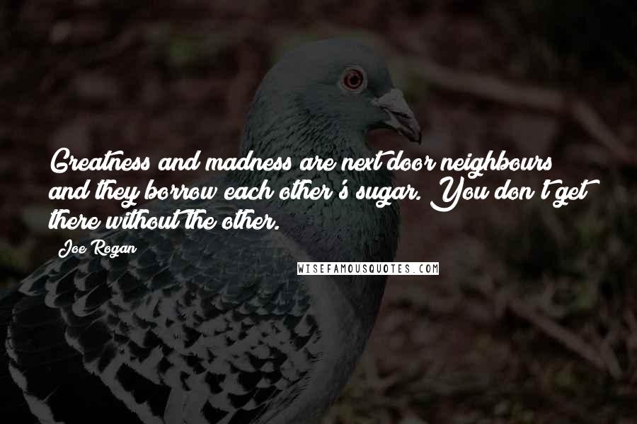 Joe Rogan Quotes: Greatness and madness are next door neighbours; and they borrow each other's sugar. You don't get there without the other.