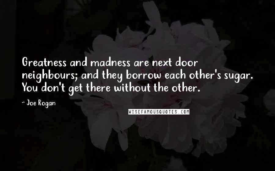 Joe Rogan Quotes: Greatness and madness are next door neighbours; and they borrow each other's sugar. You don't get there without the other.