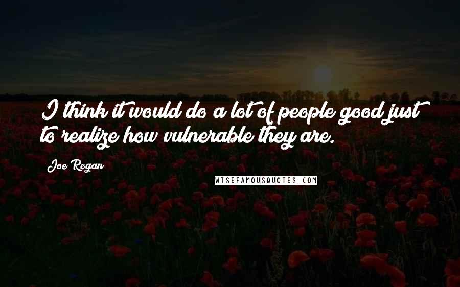 Joe Rogan Quotes: I think it would do a lot of people good just to realize how vulnerable they are.