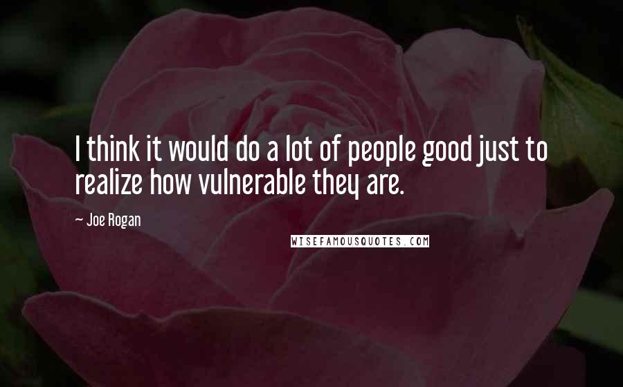 Joe Rogan Quotes: I think it would do a lot of people good just to realize how vulnerable they are.