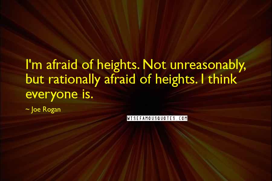 Joe Rogan Quotes: I'm afraid of heights. Not unreasonably, but rationally afraid of heights. I think everyone is.