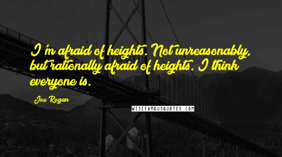 Joe Rogan Quotes: I'm afraid of heights. Not unreasonably, but rationally afraid of heights. I think everyone is.