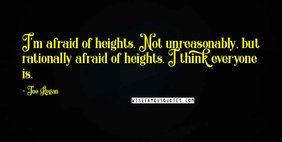 Joe Rogan Quotes: I'm afraid of heights. Not unreasonably, but rationally afraid of heights. I think everyone is.