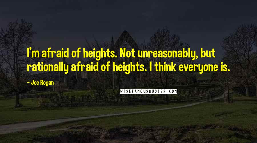 Joe Rogan Quotes: I'm afraid of heights. Not unreasonably, but rationally afraid of heights. I think everyone is.